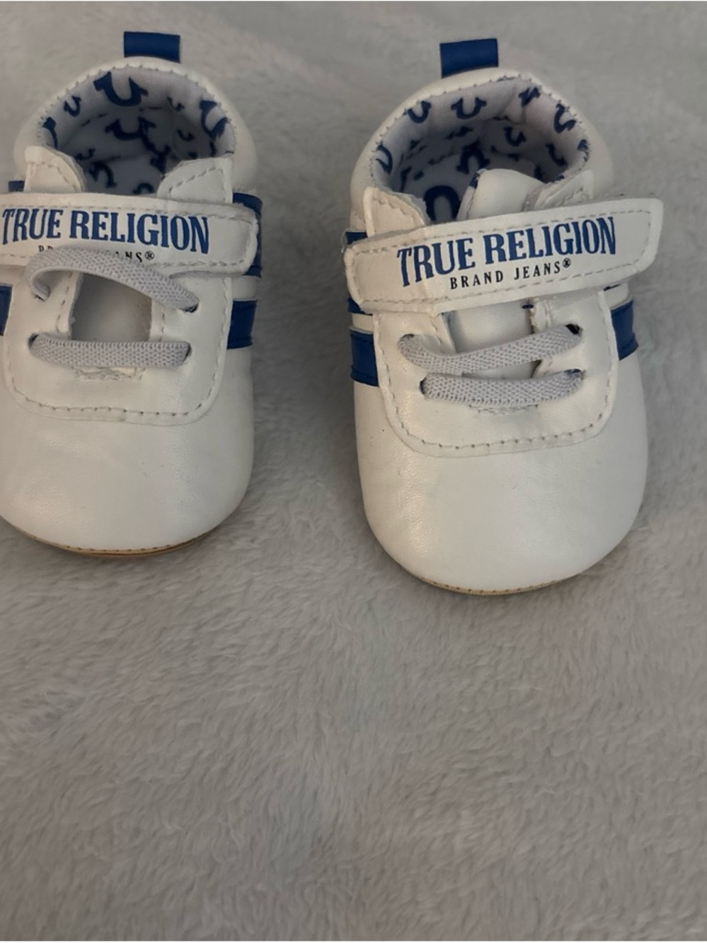 True Religion White & Blue Infant Hook-and-Loop Sneakers